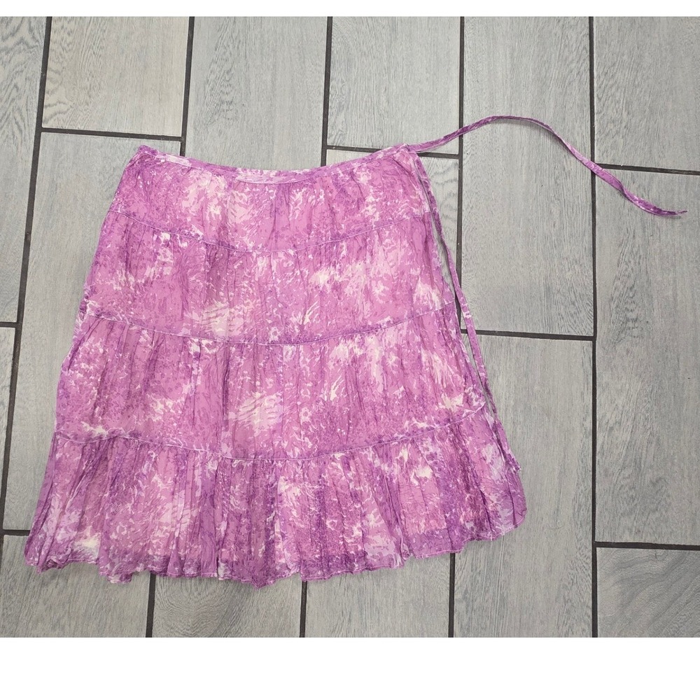 Talbots Petites Purple Crinkle Tiered Mini Skirt NWT Size 2P Abstract Print